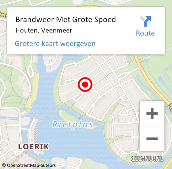 Locatie op kaart van de 112 melding: Brandweer Met Grote Spoed Naar Houten, Veenmeer op 22 oktober 2024 13:45