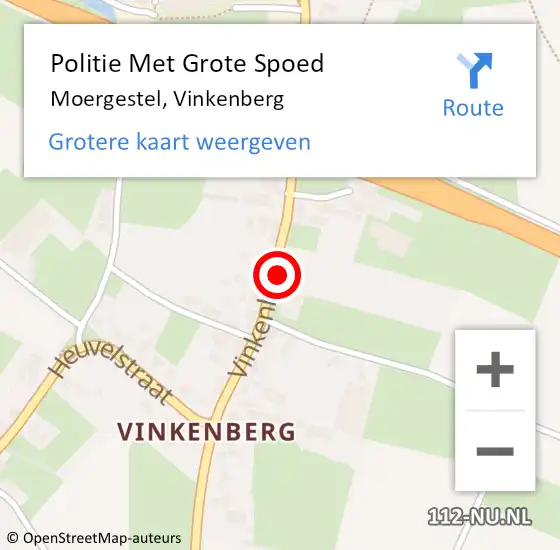 Locatie op kaart van de 112 melding: Politie Met Grote Spoed Naar Moergestel, Vinkenberg op 22 oktober 2024 14:01