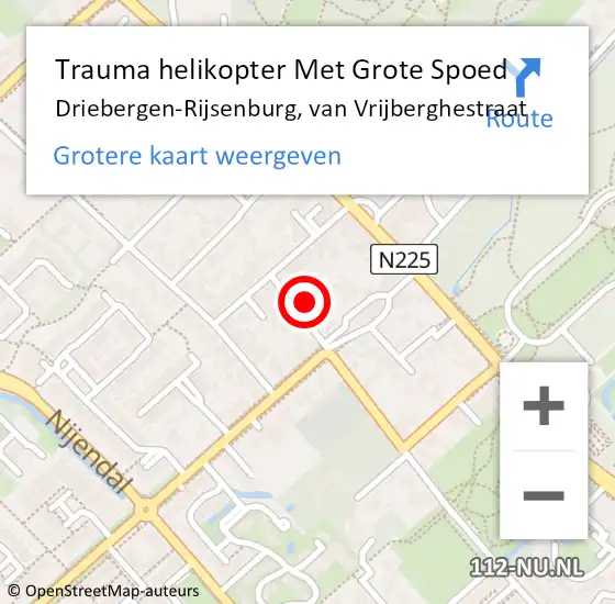 Locatie op kaart van de 112 melding: Trauma helikopter Met Grote Spoed Naar Driebergen-Rijsenburg, van Vrijberghestraat op 22 oktober 2024 14:02