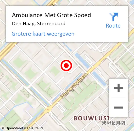 Locatie op kaart van de 112 melding: Ambulance Met Grote Spoed Naar Den Haag, Sterrenoord op 22 oktober 2024 14:03