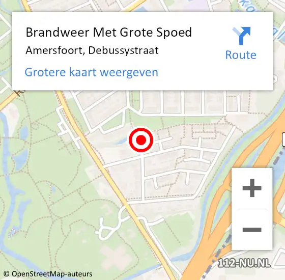 Locatie op kaart van de 112 melding: Brandweer Met Grote Spoed Naar Amersfoort, Debussystraat op 22 oktober 2024 14:07