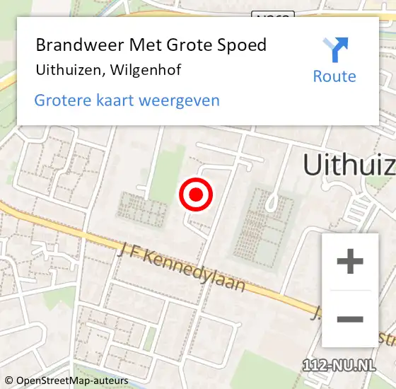 Locatie op kaart van de 112 melding: Brandweer Met Grote Spoed Naar Uithuizen, Wilgenhof op 22 oktober 2024 14:17