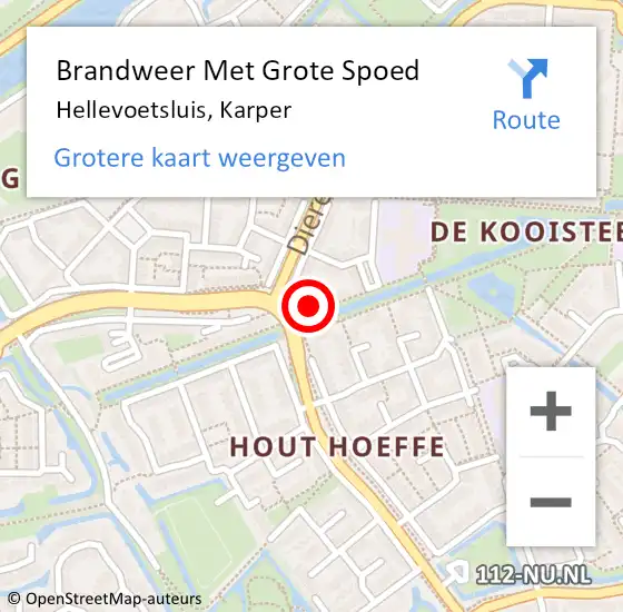 Locatie op kaart van de 112 melding: Brandweer Met Grote Spoed Naar Hellevoetsluis, Karper op 22 oktober 2024 14:21