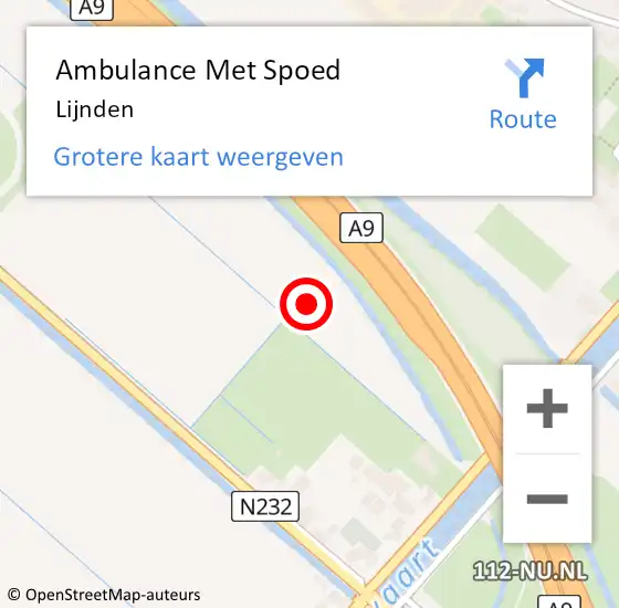 Locatie op kaart van de 112 melding: Ambulance Met Spoed Naar Lijnden op 22 oktober 2024 14:24