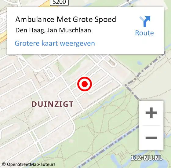 Locatie op kaart van de 112 melding: Ambulance Met Grote Spoed Naar Den Haag, Jan Muschlaan op 22 oktober 2024 14:34