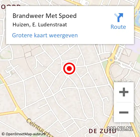 Locatie op kaart van de 112 melding: Brandweer Met Spoed Naar Huizen, E. Ludenstraat op 22 oktober 2024 14:44