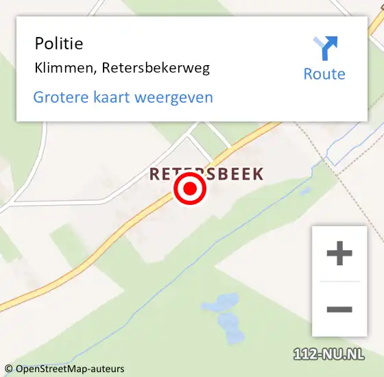 Locatie op kaart van de 112 melding: Politie Klimmen, Retersbekerweg op 22 oktober 2024 14:49