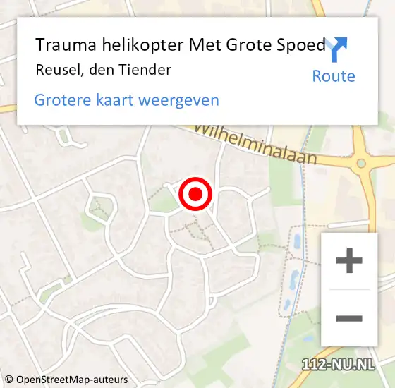 Locatie op kaart van de 112 melding: Trauma helikopter Met Grote Spoed Naar Reusel, den Tiender op 22 oktober 2024 14:52