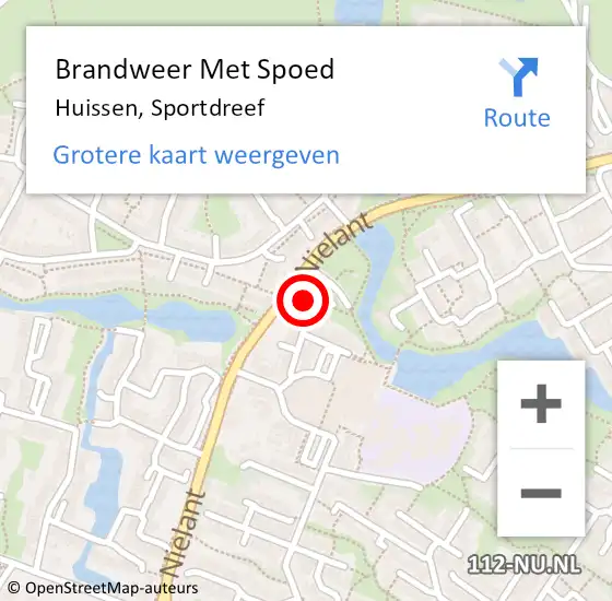 Locatie op kaart van de 112 melding: Brandweer Met Spoed Naar Huissen, Sportdreef op 22 oktober 2024 15:14