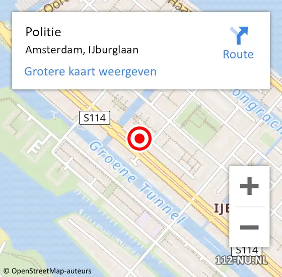 Locatie op kaart van de 112 melding: Politie Amsterdam, IJburglaan op 22 oktober 2024 15:19