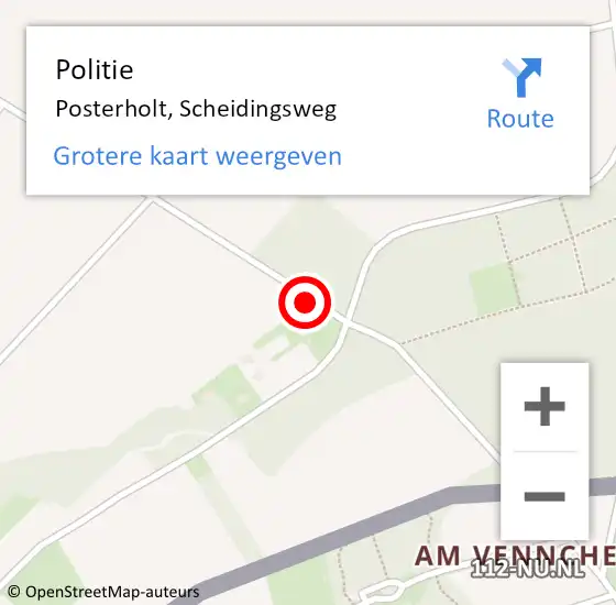 Locatie op kaart van de 112 melding: Politie Posterholt, Scheidingsweg op 22 oktober 2024 15:19