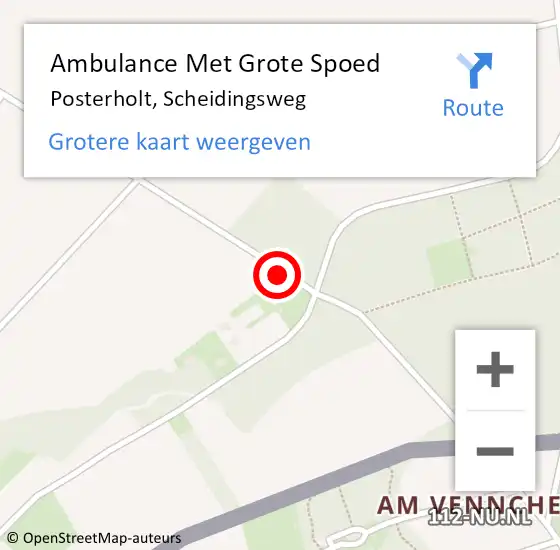 Locatie op kaart van de 112 melding: Ambulance Met Grote Spoed Naar Posterholt, Scheidingsweg op 22 oktober 2024 15:20