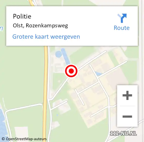 Locatie op kaart van de 112 melding: Politie Olst, Rozenkampsweg op 22 oktober 2024 15:24