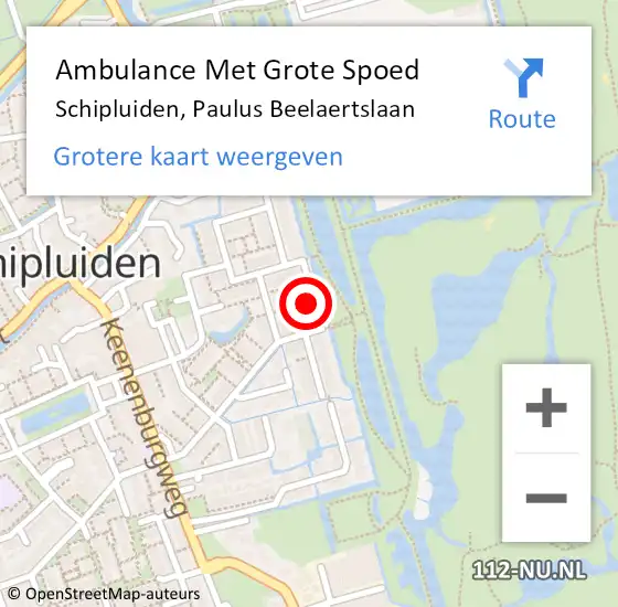 Locatie op kaart van de 112 melding: Ambulance Met Grote Spoed Naar Schipluiden, Paulus Beelaertslaan op 22 oktober 2024 15:30