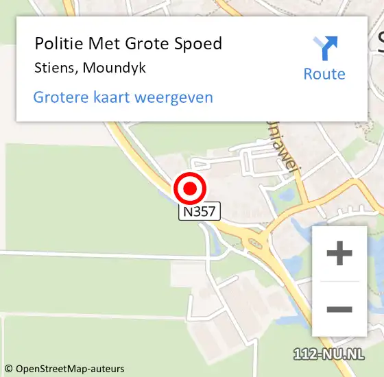 Locatie op kaart van de 112 melding: Politie Met Grote Spoed Naar Stiens, Moundyk op 22 oktober 2024 15:37