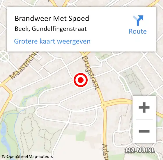 Locatie op kaart van de 112 melding: Brandweer Met Spoed Naar Beek, Gundelfingenstraat op 22 oktober 2024 15:57