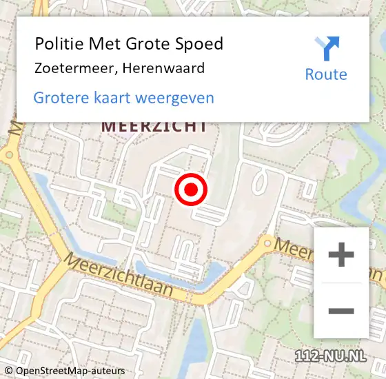 Locatie op kaart van de 112 melding: Politie Met Grote Spoed Naar Zoetermeer, Herenwaard op 22 oktober 2024 16:12