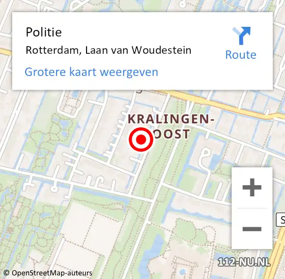 Locatie op kaart van de 112 melding: Politie Rotterdam, Laan van Woudestein op 22 oktober 2024 16:16