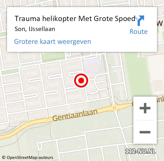 Locatie op kaart van de 112 melding: Trauma helikopter Met Grote Spoed Naar Son, IJssellaan op 22 oktober 2024 16:17