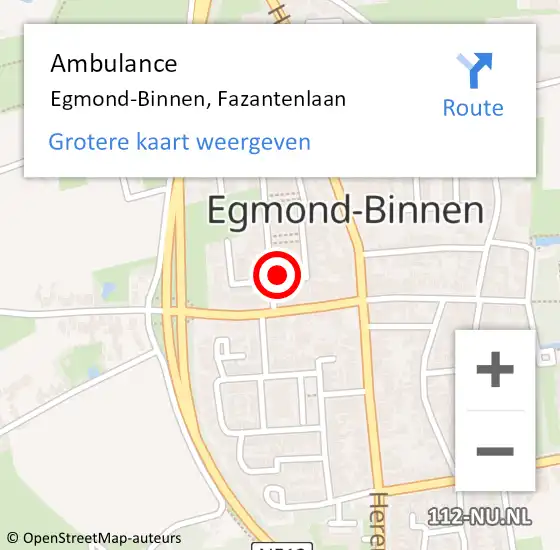 Locatie op kaart van de 112 melding: Ambulance Egmond-Binnen, Fazantenlaan op 22 oktober 2024 16:19