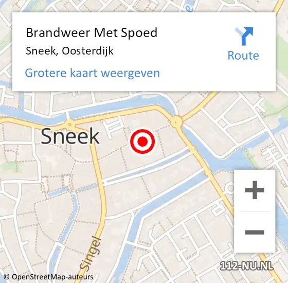 Locatie op kaart van de 112 melding: Brandweer Met Spoed Naar Sneek, Oosterdijk op 22 oktober 2024 16:23