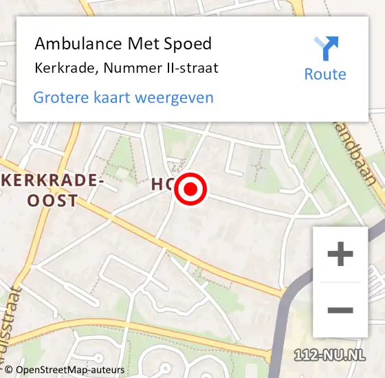 Locatie op kaart van de 112 melding: Ambulance Met Spoed Naar Kerkrade, Nummer II-straat op 24 oktober 2014 11:34