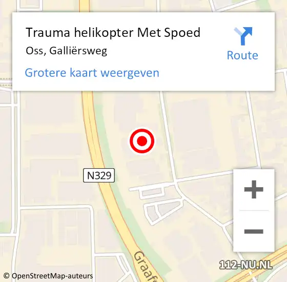 Locatie op kaart van de 112 melding: Trauma helikopter Met Spoed Naar Oss, Galliërsweg op 22 oktober 2024 16:35