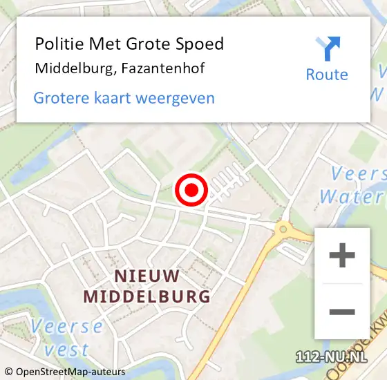 Locatie op kaart van de 112 melding: Politie Met Grote Spoed Naar Middelburg, Fazantenhof op 22 oktober 2024 16:37