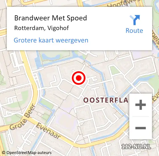 Locatie op kaart van de 112 melding: Brandweer Met Spoed Naar Rotterdam, Vigohof op 22 oktober 2024 16:39