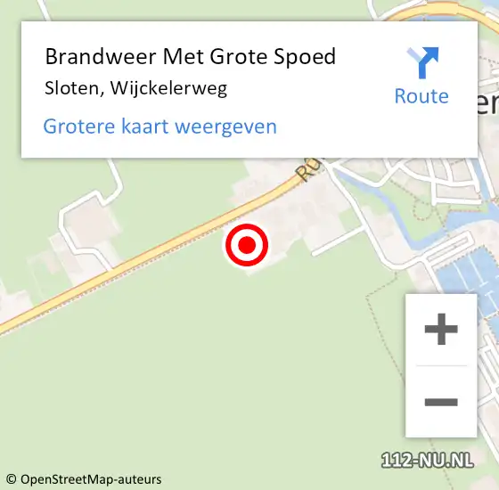 Locatie op kaart van de 112 melding: Brandweer Met Grote Spoed Naar Sloten, Wijckelerweg op 22 oktober 2024 16:44