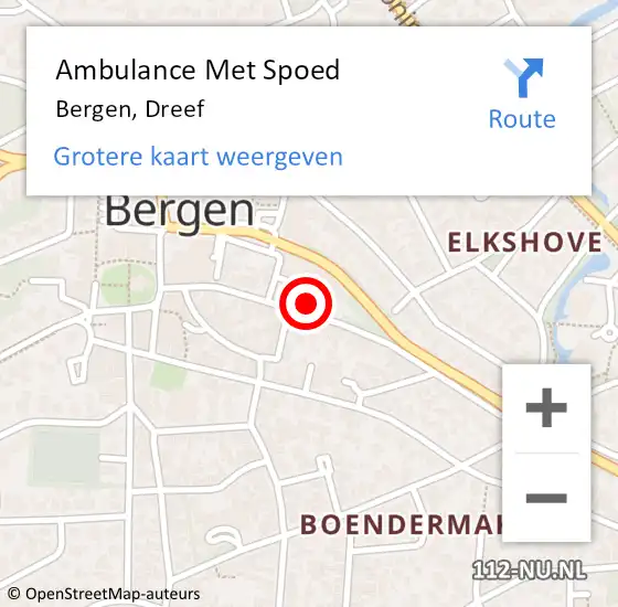 Locatie op kaart van de 112 melding: Ambulance Met Spoed Naar Bergen, Dreef op 22 oktober 2024 17:00