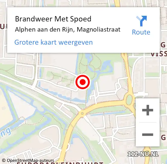 Locatie op kaart van de 112 melding: Brandweer Met Spoed Naar Alphen aan den Rijn, Magnoliastraat op 22 oktober 2024 17:04