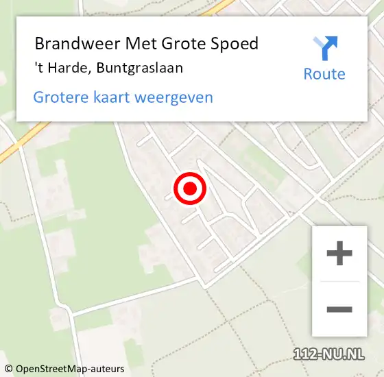 Locatie op kaart van de 112 melding: Brandweer Met Grote Spoed Naar 't Harde, Buntgraslaan op 22 oktober 2024 17:06