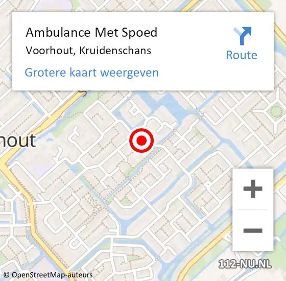 Locatie op kaart van de 112 melding: Ambulance Met Spoed Naar Voorhout, Kruidenschans op 22 oktober 2024 17:06