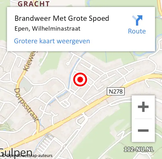 Locatie op kaart van de 112 melding: Brandweer Met Grote Spoed Naar Epen, Wilhelminastraat op 22 oktober 2024 17:06