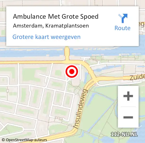 Locatie op kaart van de 112 melding: Ambulance Met Grote Spoed Naar Amsterdam, Kramatplantsoen op 22 oktober 2024 17:06