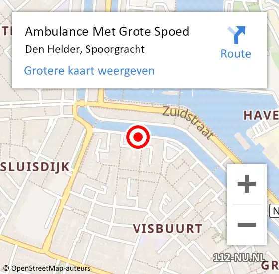 Locatie op kaart van de 112 melding: Ambulance Met Grote Spoed Naar Den Helder, Spoorgracht op 22 oktober 2024 17:17