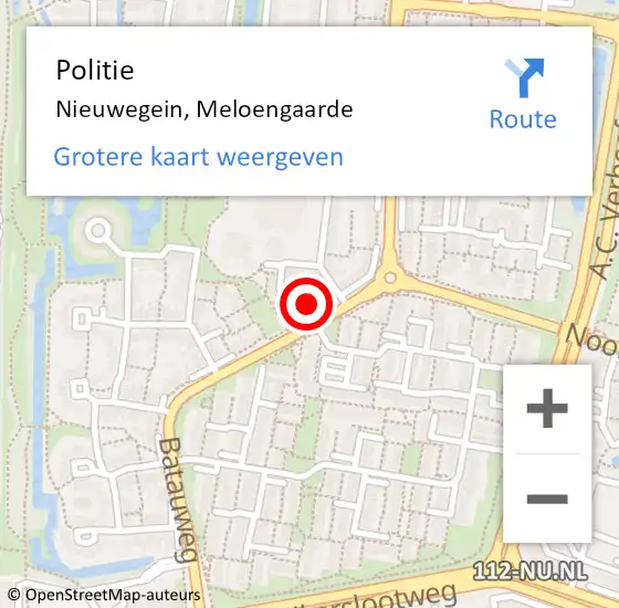 Locatie op kaart van de 112 melding: Politie Nieuwegein, Meloengaarde op 22 oktober 2024 17:22