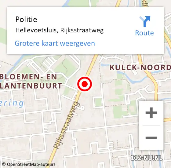 Locatie op kaart van de 112 melding: Politie Hellevoetsluis, Rijksstraatweg op 22 oktober 2024 17:23