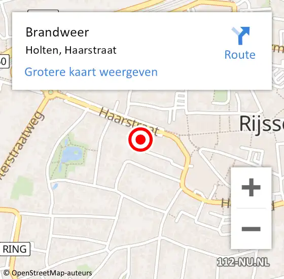 Locatie op kaart van de 112 melding: Brandweer Holten, Haarstraat op 22 oktober 2024 17:23