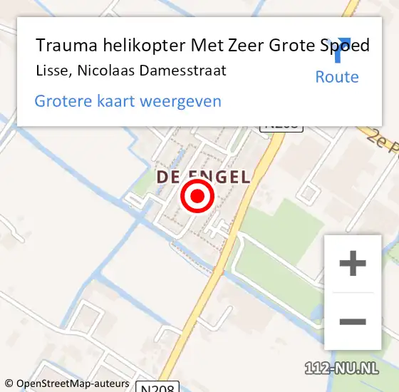 Locatie op kaart van de 112 melding: Trauma helikopter Met Zeer Grote Spoed Naar Lisse, Nicolaas Damesstraat op 22 oktober 2024 17:27