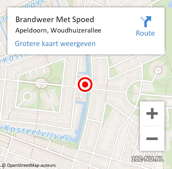 Locatie op kaart van de 112 melding: Brandweer Met Spoed Naar Apeldoorn, Woudhuizerallee op 22 oktober 2024 17:31