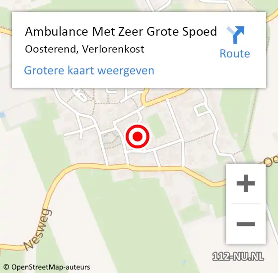 Locatie op kaart van de 112 melding: Ambulance Met Zeer Grote Spoed Naar Oosterend, Verlorenkost op 22 oktober 2024 17:37