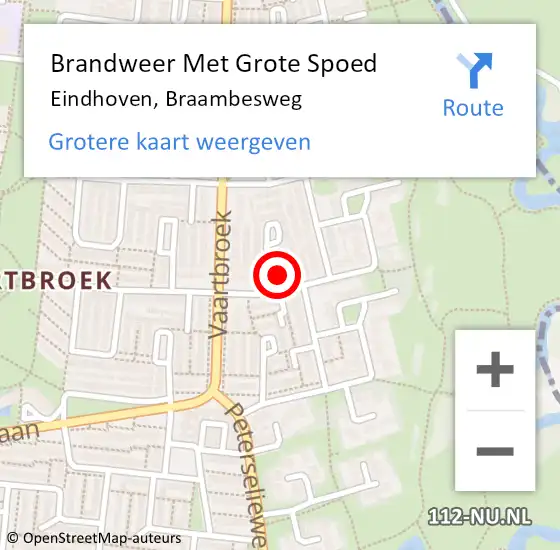 Locatie op kaart van de 112 melding: Brandweer Met Grote Spoed Naar Eindhoven, Braambesweg op 22 oktober 2024 17:43