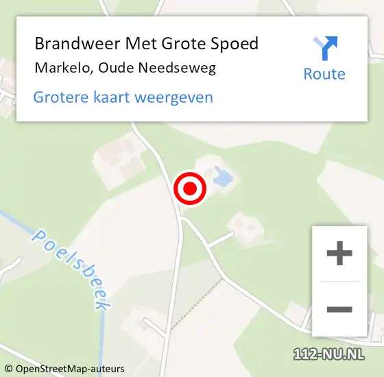 Locatie op kaart van de 112 melding: Brandweer Met Grote Spoed Naar Markelo, Oude Needseweg op 22 oktober 2024 17:55