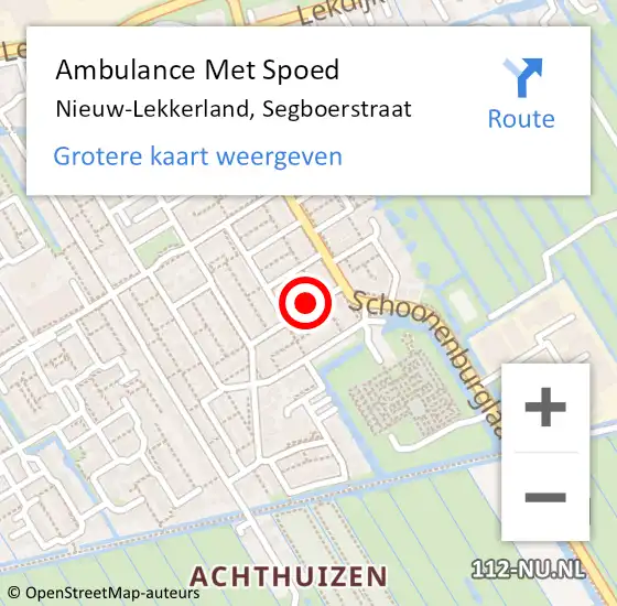 Locatie op kaart van de 112 melding: Ambulance Met Spoed Naar Nieuw-Lekkerland, Segboerstraat op 22 oktober 2024 18:00