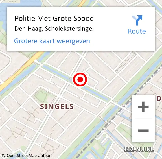 Locatie op kaart van de 112 melding: Politie Met Grote Spoed Naar Den Haag, Scholekstersingel op 22 oktober 2024 18:02