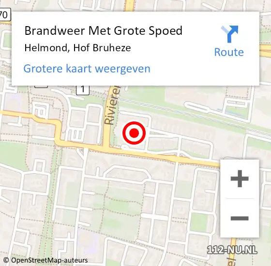 Locatie op kaart van de 112 melding: Brandweer Met Grote Spoed Naar Helmond, Hof Bruheze op 22 oktober 2024 18:02