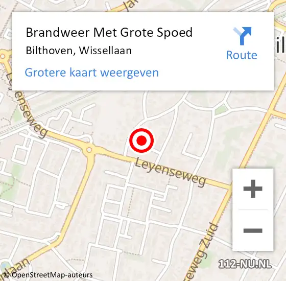 Locatie op kaart van de 112 melding: Brandweer Met Grote Spoed Naar Bilthoven, Wissellaan op 22 oktober 2024 18:14