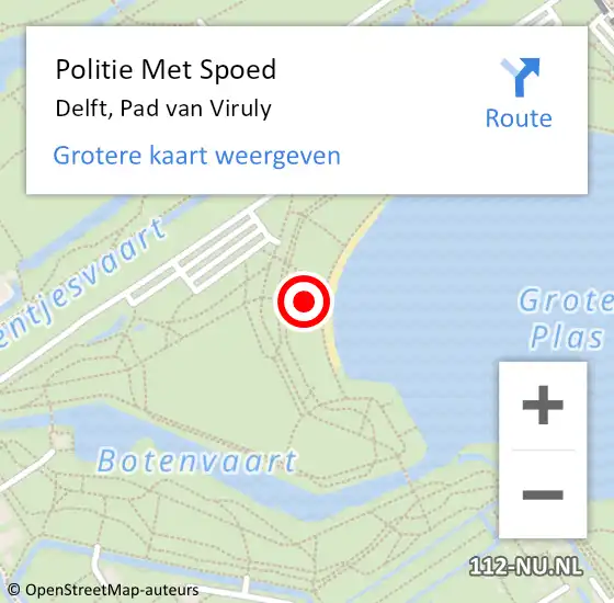 Locatie op kaart van de 112 melding: Politie Met Spoed Naar Delft, Pad van Viruly op 22 oktober 2024 18:15